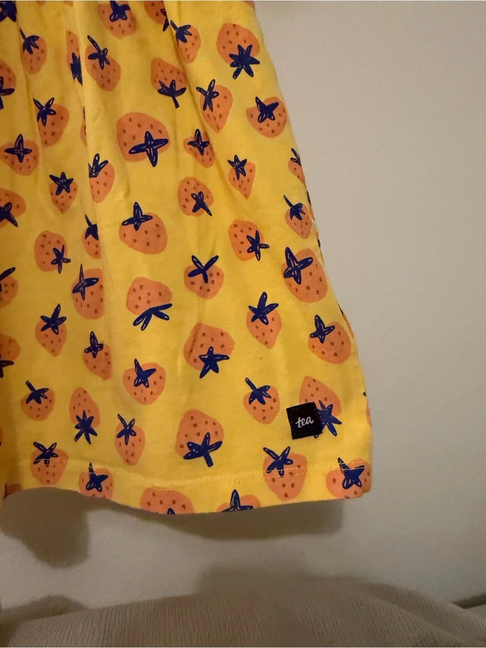 Tea Collection Girls Yellow Strawberry Print Tunic Dress Size 6